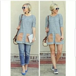 Anthropologie Postmark Sapony Striped Pocket Tunic
